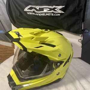 AFX FX-41DS Solid Helmet ECE 22.05 FMVSS No. 218 With Sun Visor Great Used Cond - Foto 1 di 20