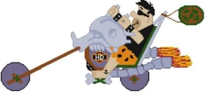 CROSS STITCH+ CRAFT PATTERN  Fred Flintstone Cartoon Harley Motorcycle Tattoo - Picture 1 of 16