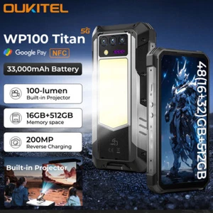 5G Oukitel WP100 Titan Rugged Phone 33000mAh Android 14 Outdoor Projector 512GB - Picture 1 of 22