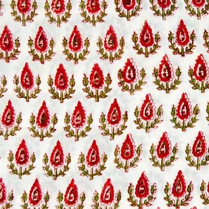 Indian Hand Block Floral Print Cotton Voile Fabric Craft Sewing Material 10 Yard - Picture 1 of 4
