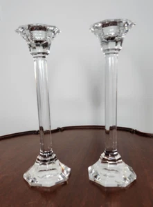 Pair Tall Villeroy & Boch Crystal Candle Sticks Holders Candlesticks 8.5" x 2.75 - Picture 1 of 6