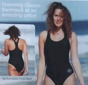 womens swimwear one piece Racer Back Black Training Bathers Palm Beach Size 10 - Picture 1 of 6