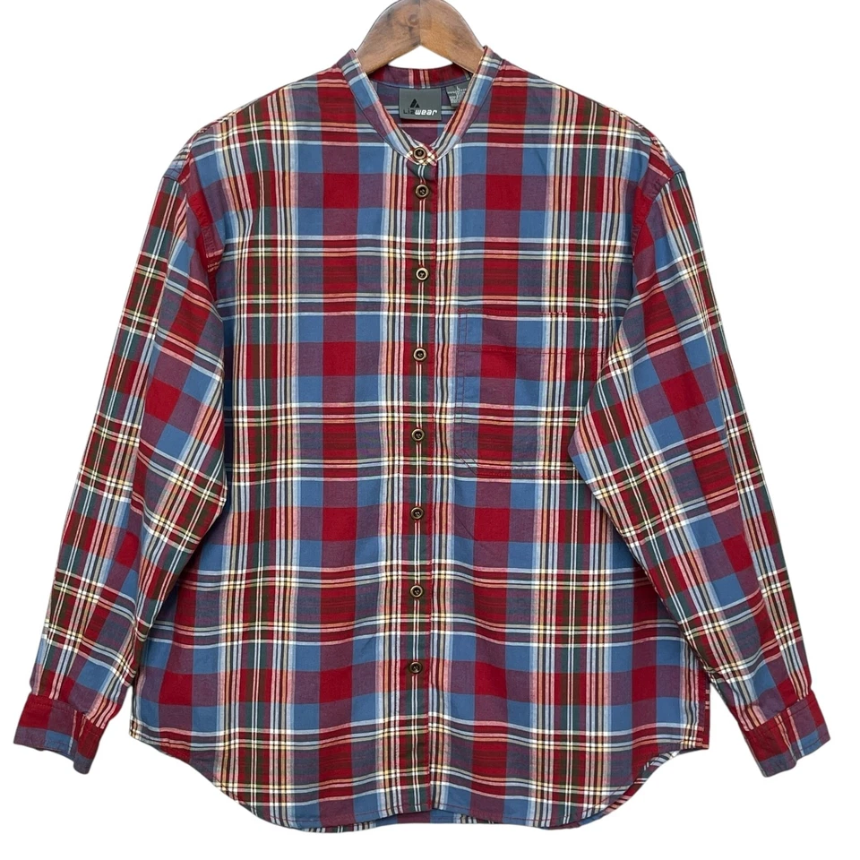 Lizwear Womens Button Up Top Size L Red Plaid 100% Cotton Long Sleeve Western - Image 1 of 4