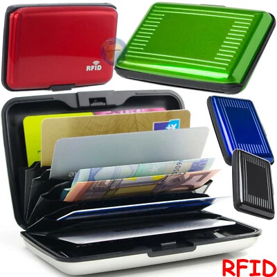 Porta CARTE di CREDITO Rigido BANCOMAT Uomo TESSERE Impermeabile RFID Alluminio - Imagen 1 de 2