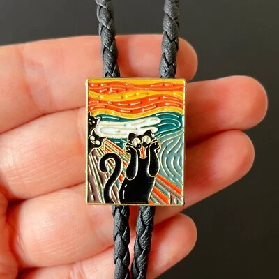 Collar de Boda Esmalte "Grito" y Negro Gatitos Bolo Corbata Aleación Occidental Cuerda PU Foto 1 de 4