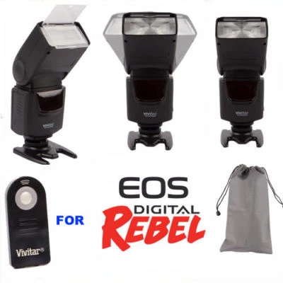 ZOOM SWIVEL LED FLASH FOR CANON EOS REBEL 1100D 1200D 1300D T5 T6 SL2 SL1 T3I T2 - Image 1 of 4