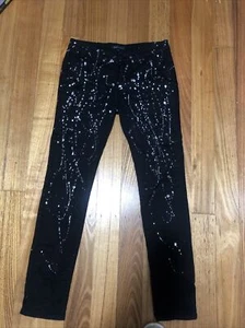Brave By Wayne Cooper Black Jeans With Silver Detail Size 12 Skinny Leg VGUC - Picture 1 of 6