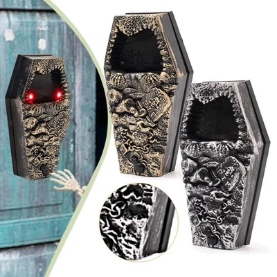 Campanello di Halloween a forma di bara per scherzo "dolcetto o - Immagine 1 di 2