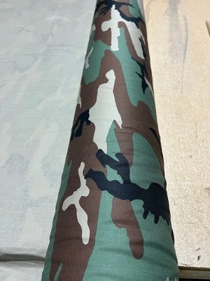 "TELA DE CAMUFLAJE DE SARGA 100 % algodón Woodland militar BDU 63"" por yarda" Foto 1 de 4
