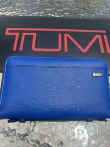 Tumi Alpha Ultimate Double Zip Passport Wallet Organizer Men’s Cobalt Blue NWOT - Picture 1 of 20