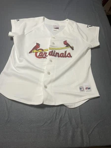 St. Louis Cardinals Jersey Mens Medium White MLB Baseball 2003 Majestic Ex Cond. - Picture 1 of 9
