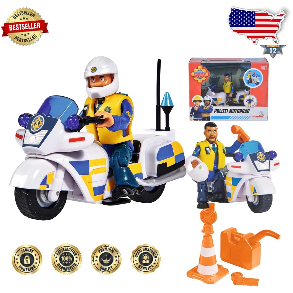 Motocicleta de policía de bombero Sam con figura de Malcolm juguete para niños 3+ años Foto 1 de 4