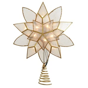 Kurt Adler 10 Light Gold Tin Double Point Capiz Star Tree Topper 11.75 Inch - Picture 1 of 5