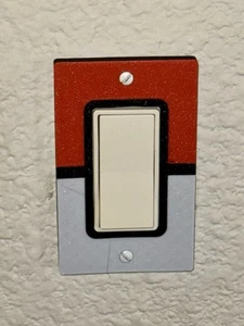 Pokemon Red Pokeball  Light Switch Power Outlet Wall Cover Plate 3D Printer Made - Picture 1 of 2