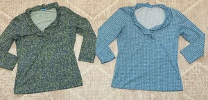Two J. McLaughlin Durham Catalina Cloth Top 3/4 Sleeve Blue/green Dulce Size XS - Picture 1 of 8