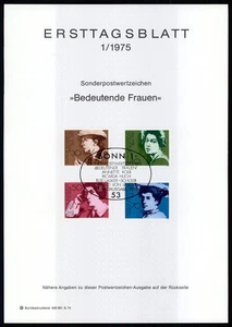 BRD BUND ETB 1975/01 MUJERES FAMOSAS HOJA PRIMER DÍA HOJA - Imagen 1 de 2