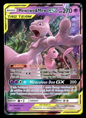 Mewtwo & Mew GX Ultra Rare SM - Unified Minds 71/236 NM - Image 1 of 2