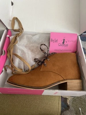 NUEVO EN CAJA Hey Girl Corkys 10 Totes Botas Chukka Imitación Gamuza Coñac Leopardo Cordones Foto 1 de 4