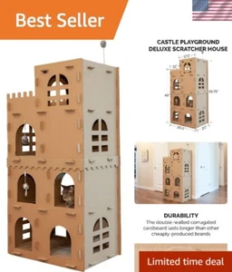 Multi-Level Cardboard Cat Condo w/ Catnip for Indoor Cats, Ft. Scratching Pad... - Picture 1 of 9