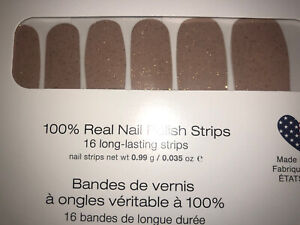 Color Street SANDS OF TIME 100% nail polish strips Dark Beige with Gold Glitter