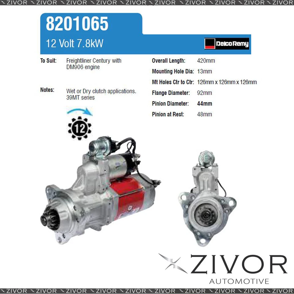 Delco Remy Starter Motor 12V 12Th CW 39MT For FREIGHTLINER Century Class CST112 - Image 1 of 1