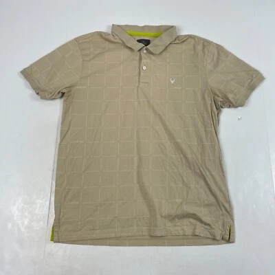 Camisa Polo Allen Solly Para Hombre Mediana Beige Manga Corta Golfista Golf A Cuadros Foto 1 de 4