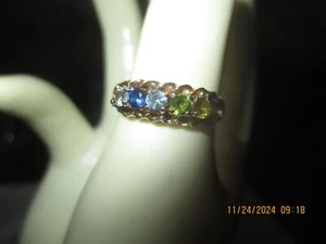 Anello vintage in oro 10 carati con più pietre preziose - misura 7,75 - Foto 1 di 7