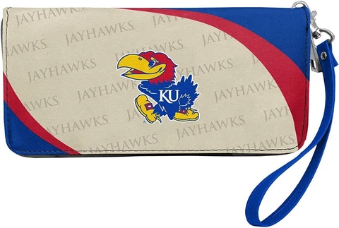 NEW! KANSAS JAYHAWKS "CURVE" ZIP ORGANIZER WALLET WRISTLET LICENSED Cover