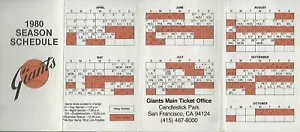 San Francisco Giants 1980 squadra aperta - programma tascabile emesso con retro vuoto - Foto 1 di 1