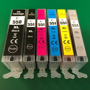 Generic Ink Cartridges Cannon MG 6350 7150 7500 7550 iP8700 iP8750 Incl 551 Grey - Picture 1 of 3