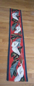 ANTIKE Wandborte Nadelspitze Leinwand Wandteppich Blumendesign Frankreich 60" x10" - Bild 1 von 5