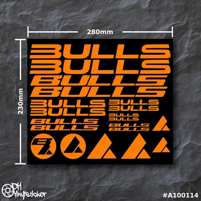 Bulls Sticker Neonorange | Aufklebersatz Set Fahrrad eBike BMX MTB Rahmen - Bild 1 von 4