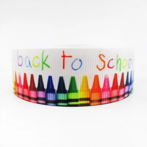 1 Inch grosgrain ribbon Hair Bow Supply WHOLESALE Back to School Crayons - Picture 1 of 1