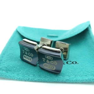 Tiffany & Co. Ti Combi Cufflinks Links Black Titanium Silver SV925 - Picture 1 of 5