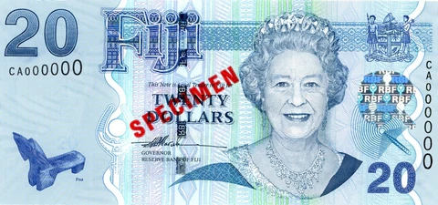 Fiji 20 Dollars, 2007 P-112 Queen Elizabeth II Banknote UNC - SPECIMEN Cover