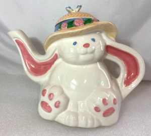 Teiera coniglietto pasquale vintage coniglietto di ceramica artigianale del tesoro. Made In USA - Foto 1 di 14