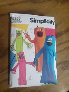 Disfraz de Halloween Simplicity 9353 tubo personas patrón de costura adulto talla XS-XL - Imagen 1 de 2