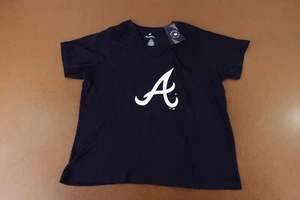 Atlanta Braves Fanatics Womens 2X Navy Short Sleeve V Neck Mom 1 Graphic Tee NWT - Picture 1 of 9