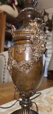 Antique French Bronze Lamp Urn Louis XVI 1900s Fabrication De Francaise Paris  - Image 1 of 4