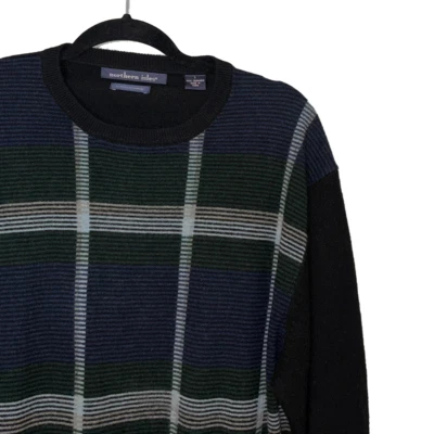 Suéter cuello redondo 100 % cachemir a cuadros negro Northern Isles - talla L Foto 1 de 4