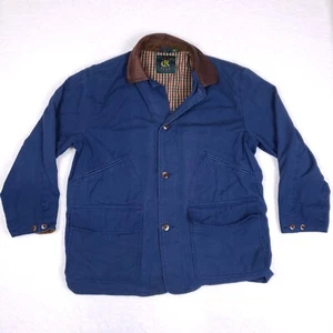 Club Room Barn Jacket L Blue Corduroy Collar Cotton Canvas Utility Chore Coat - Picture 1 of 11