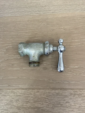 Antique Standard Chrome Brass Sink Supply Hot Water Working Shut off Valve Cover