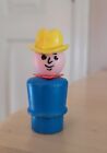 Vintage Fisher Price little people wood blue man/farmer w/cowboy hat red scarf