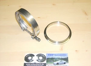 76 mm V-Band Schelle Set 2tlg VA **NEU** 3" V Band + 1 Anschweißring Edelstahl - Picture 1 of 5