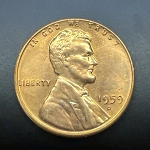 Moneda roja brillante centavo (RD) 1959 D Lincoln Memorial Penny sin circular (BU) - Imagen 1 de 2