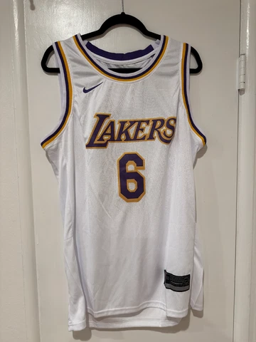 Lebron James #6 - Los Angeles Lakers - White Men's Large Basketball Jersey Cover