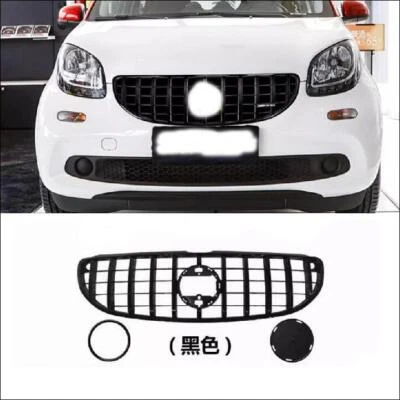 Parachoques delantero para Smart Forfour 2015-2019 negro brillante estilo GT rejilla capó central Foto 1 de 4