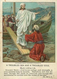 Christian Picture Lessons A Troubled Sea Troubled Soul 1912 - Picture 1 of 2