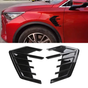2Pcs Glossy Piano Black Car Side Fender Vent Sticker Car Body Decoration Cover - Bild 1 von 10