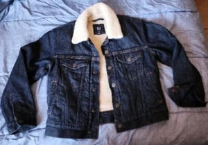 Gap Kids Sherpa Lined Denim Jacket Size M 8 - 9 Unisex - Picture 1 of 4